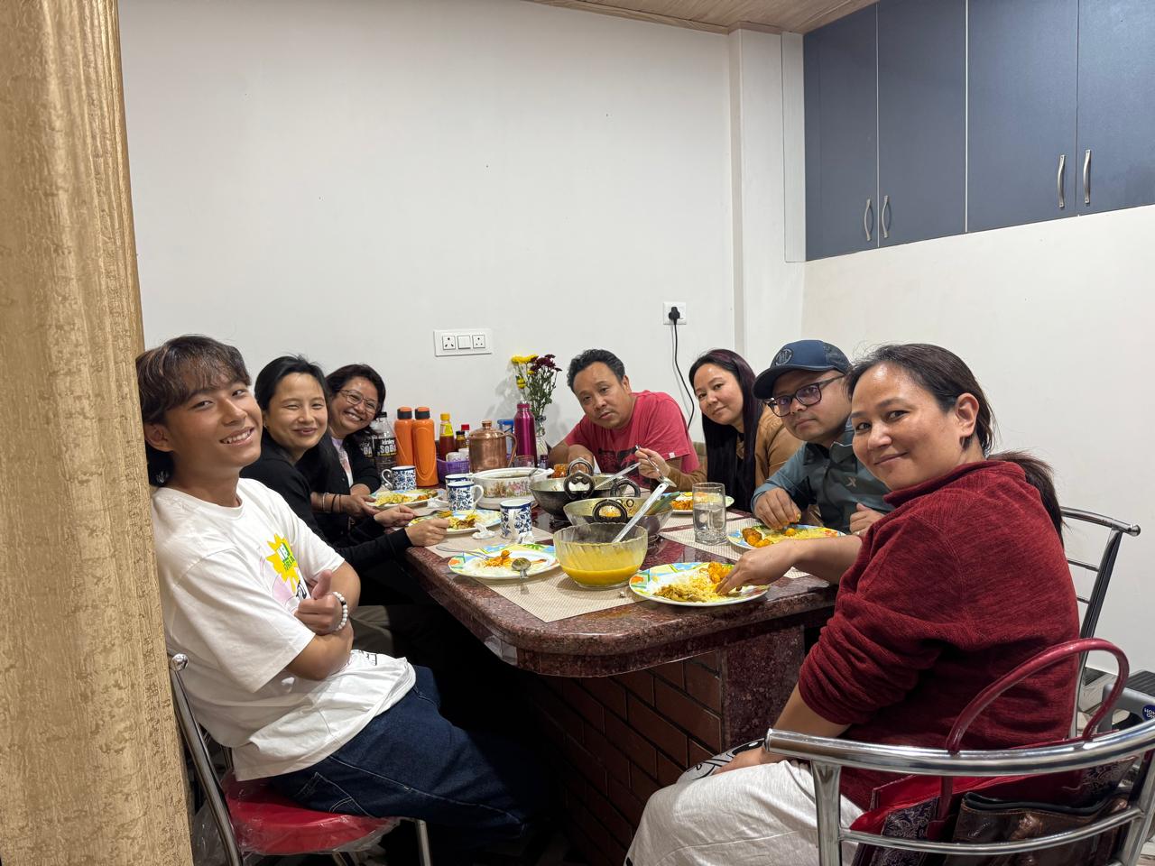 Family enjoying breakfast at best homestay in Kurseong